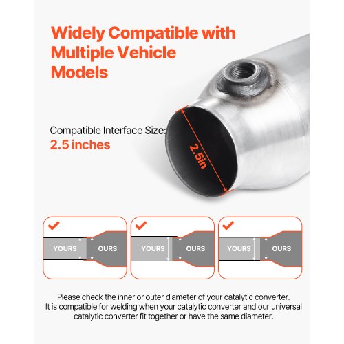 Universal Catalytic Converter 2.5 Inch InletOutlet 2 Pack High Flow Car