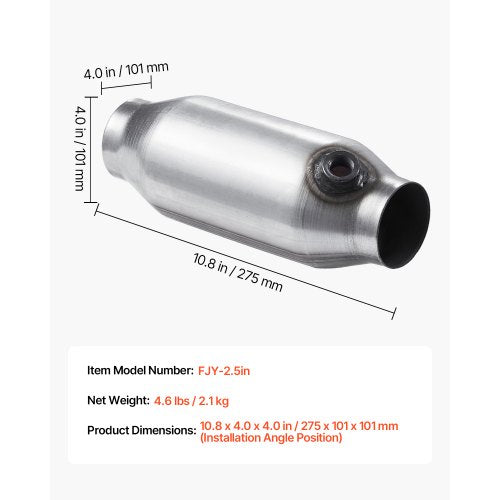Universal Catalytic Converter 2.5 Inch InletOutlet 2 Pack High Flow Car