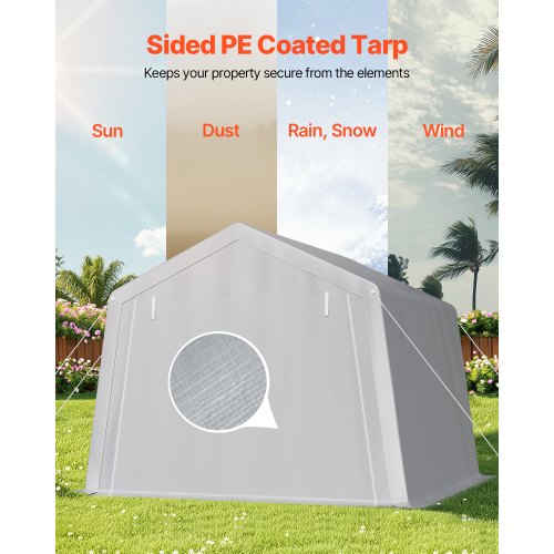 Outdoor Storage Shed 10 x 10 ft Portable Storage Tent with Rollup Door