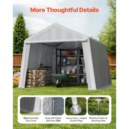 Outdoor Storage Shed 10 x 10 ft Portable Storage Tent with Rollup Door