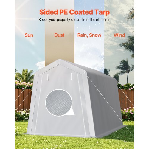 Outdoor Storage Shed 7 x 12 ft Portable Storage Tent with Rollup Door