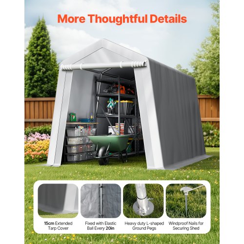 Outdoor Storage Shed 7 x 12 ft Portable Storage Tent with Rollup Door