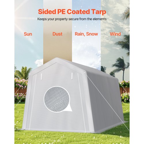 Outdoor Storage Shed 8 x 14 ft Portable Storage Tent with Rollup Door
