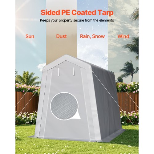 Outdoor Storage Shed 6 x 8 ft Portable Storage Tent with Rollup Door