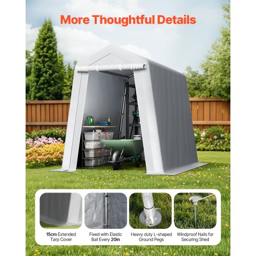 Outdoor Storage Shed 6 x 8 ft Portable Storage Tent with Rollup Door