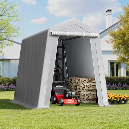 Outdoor Storage Shed 6 x 8 ft Portable Storage Tent with Rollup Door