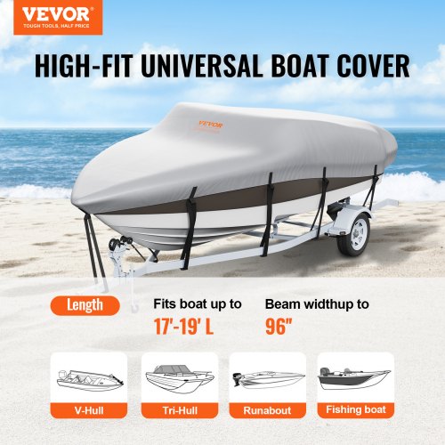 Boat Cover 1719 Trailerable Waterproof Boat Cover 600D Marine Grade PU