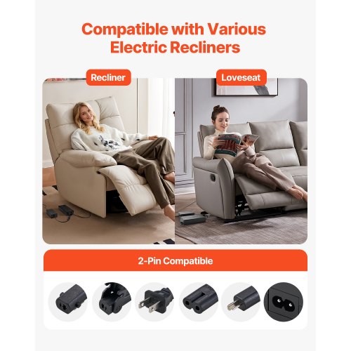 Battery Pack for Reclining Furniture with Adapter 2500 mAh Rechargeable
