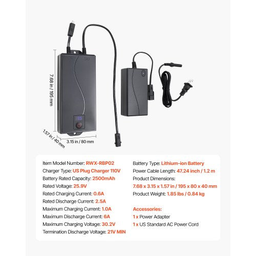 Battery Pack for Reclining Furniture with Adapter 2500 mAh Rechargeable