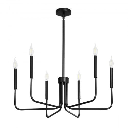 6Light Chandelier Black Farmhouse Chandelier Adjustable Height Dining