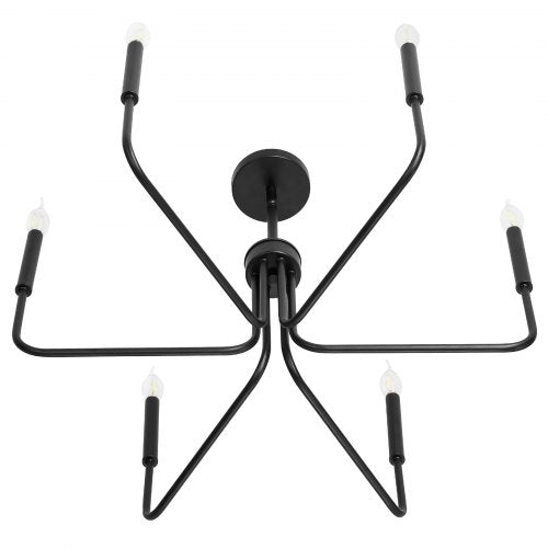 6Light Chandelier Black Farmhouse Chandelier Adjustable Height Dining