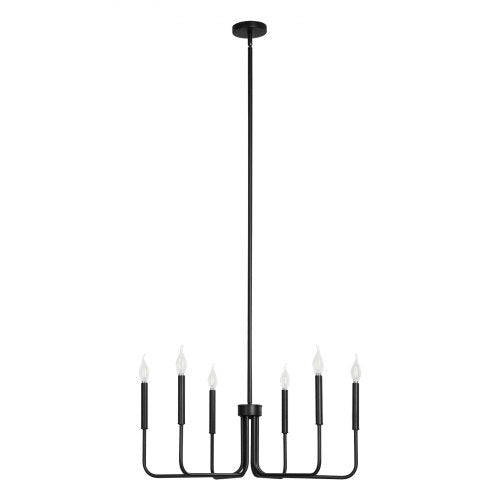 6Light Chandelier Black Farmhouse Chandelier Adjustable Height Dining
