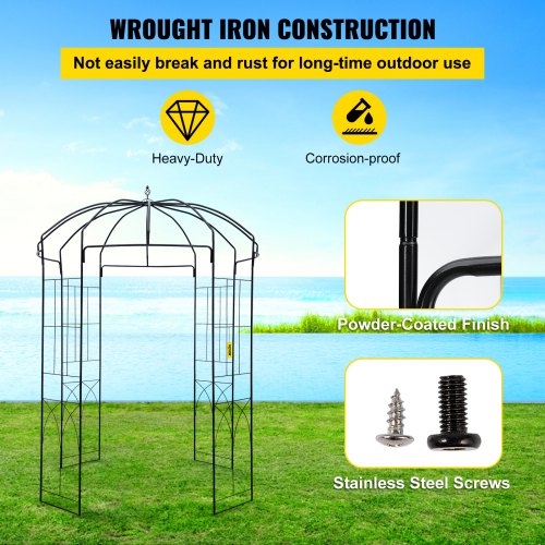 Birdcage Shape Garden Arbor 9 High x 66 Wide Heavy Duty Wrought Iron