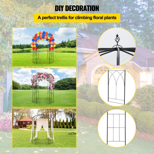 Birdcage Shape Garden Arbor 9 High x 66 Wide Heavy Duty Wrought Iron