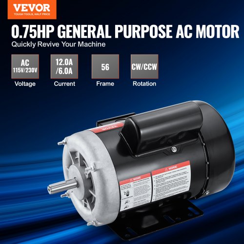075HP Electric Motor 1725 rpm AC 115V230V 56 Frame Air Compressor Motor