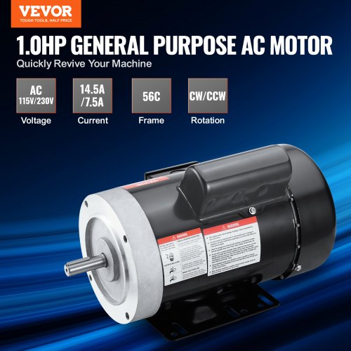 1HP Electric Motor 1725 rpm AC 115V230V 56C Frame Air Compressor Motor