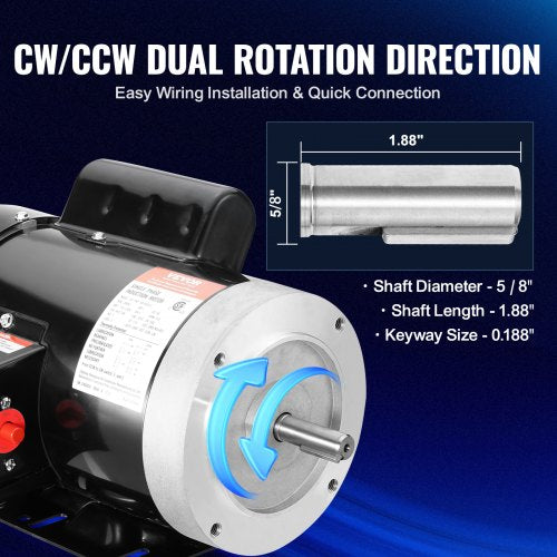 1HP Electric Motor 1725 rpm AC 115V230V 56C Frame Air Compressor Motor