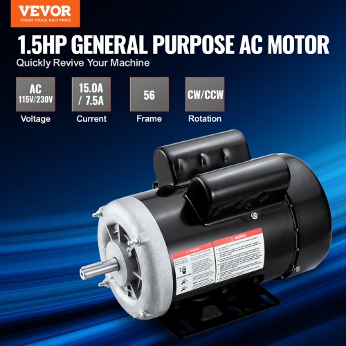 15HP Electric Motor 3450 rpm AC 115V230V 56 Frame Air Compressor Motor