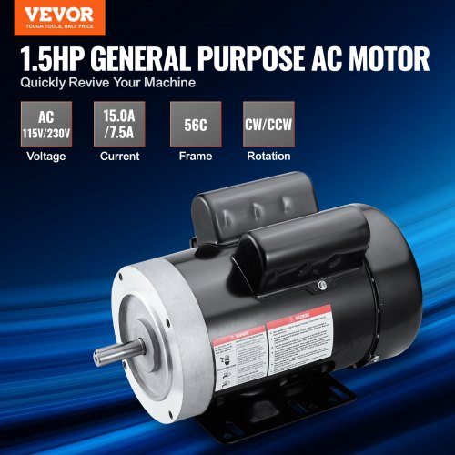 15HP Electric Motor 1725 rpm AC 115V230V 56C Frame Air Compressor Motor