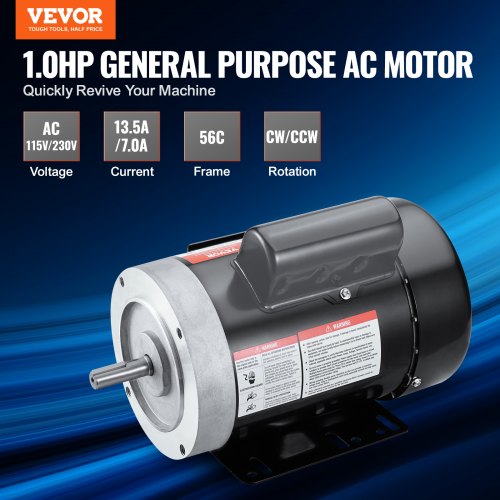 1HP Electric Motor 3450 rpm AC 115V230V 56C Frame Air Compressor Motor