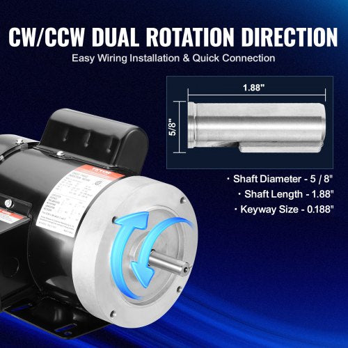1HP Electric Motor 3450 rpm AC 115V230V 56C Frame Air Compressor Motor