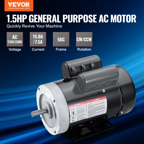 1.5HP Electric Motor 3450 rpm AC 115V230V 56C Frame Air Compressor Motor