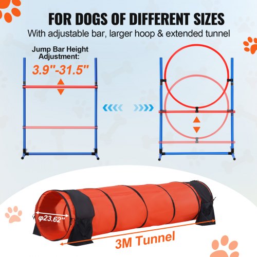 Dog Agility Training Equipment 5 PCS Set Upgrade with Adjustable High