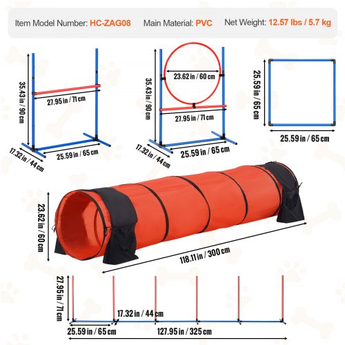 Dog Agility Training Equipment 5 PCS Set Upgrade with Adjustable High