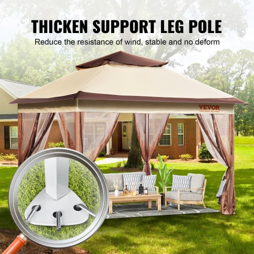 Patio Gazebo 11 x 11 FT Pop up Gazebo for 810 Person with Mosquito