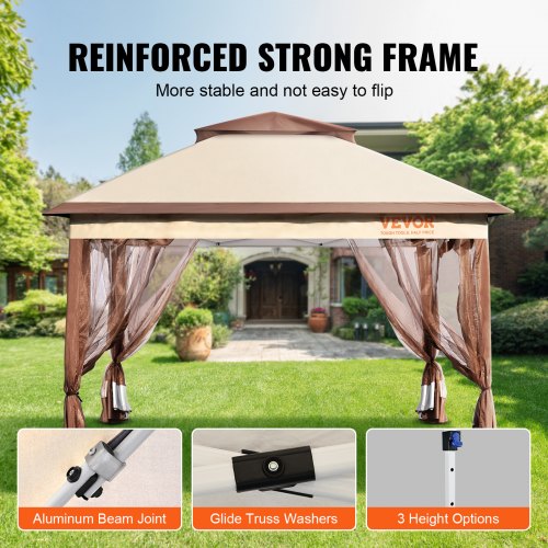 Patio Gazebo 11 x 11 FT Pop up Gazebo for 810 Person with Mosquito