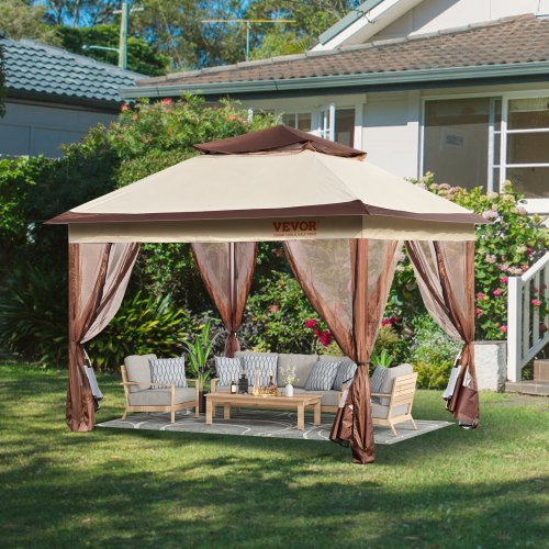Patio Gazebo 11 x 11 FT Pop up Gazebo for 810 Person with Mosquito