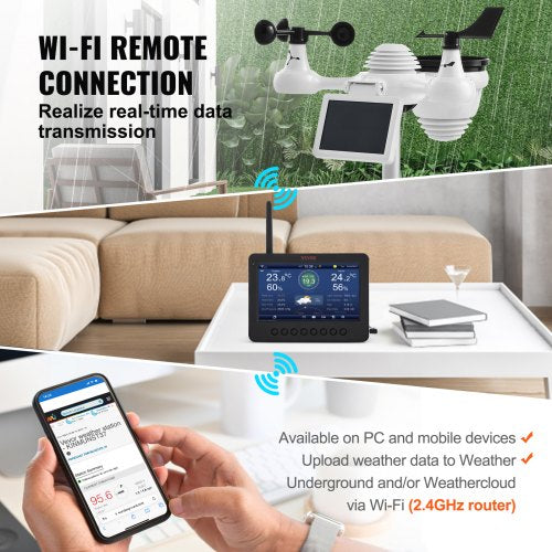 7in1 WiFi Weather Station 7 in TFT Display Wireless Outdoor Sensor
