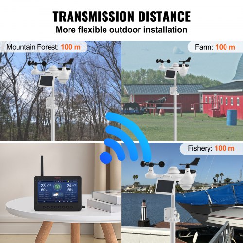 7in1 WiFi Weather Station 7 in TFT Display Wireless Outdoor Sensor