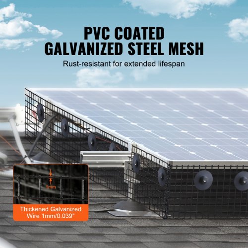 6 inch x 100ft Solar Panel Bird Guard Critter Guard Roll Kit with 100pcs