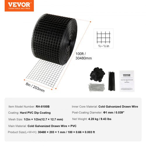 8 inch x 100ft Solar Panel Bird Guard Critter Guard Roll Kit with 100pcs
