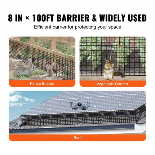 8 inch x 100ft Solar Panel Bird Guard Critter Guard Roll Kit with 70pcs