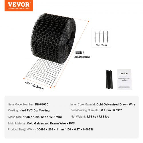 8 inch x 100ft Solar Panel Bird Guard Critter Guard Roll Kit with Rustproof PVC