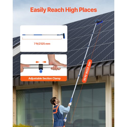 Water Fed Pole Kit 30FT Solar Panel Cleaning Pole with Extendable Handle
