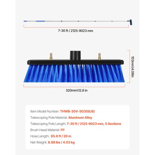Water Fed Pole Kit 30FT Solar Panel Cleaning Pole with Extendable Handle