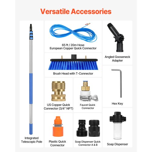 Water Fed Pole Kit 20FT Solar Panel Cleaning Pole with Extendable Handle