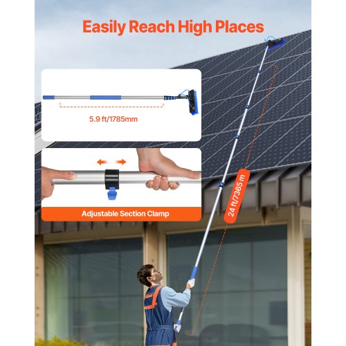 Water Fed Pole Kit 24FT Solar Panel Cleaning Pole with Extendable Handle
