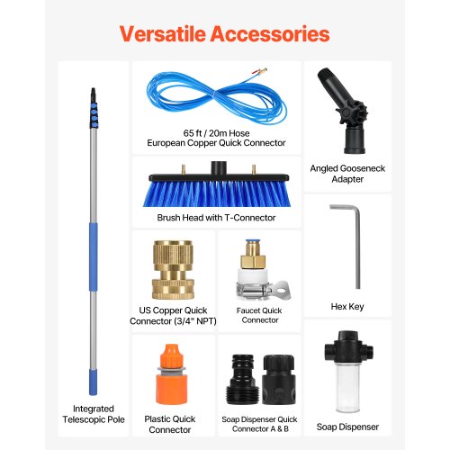 Water Fed Pole Kit 24FT Solar Panel Cleaning Pole with Extendable Handle
