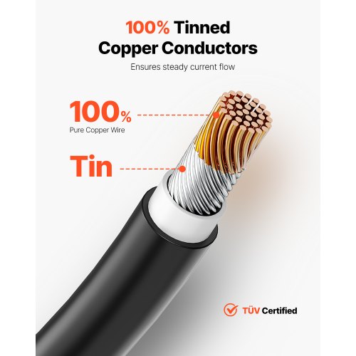 100FT Solar Panel Extension Cable 10AWG Waterproof PV 6mm² Cable Black
