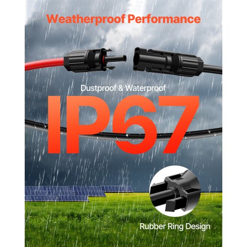100FT Solar Panel Extension Cable 10AWG Solar Extension Cable Wire with Female