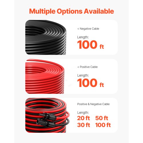 100FT Solar Panel Extension Cable 10AWG Solar Extension Cable Wire with Female