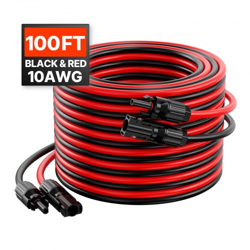 100FT Solar Panel Extension Cable 10AWG Solar Extension Cable Wire with Female
