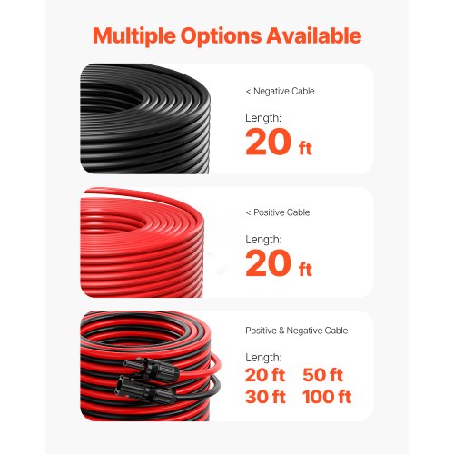20FT Solar Panel Extension Cable 10AWG Solar Extension Cable Wire with Female