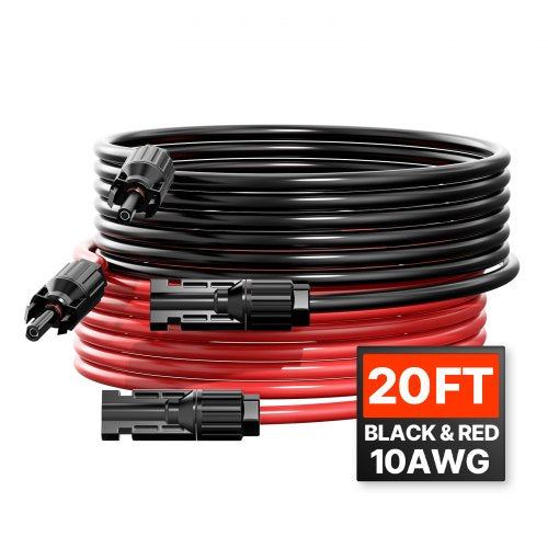 20FT Solar Panel Extension Cable 10AWG Solar Extension Cable Wire with Female