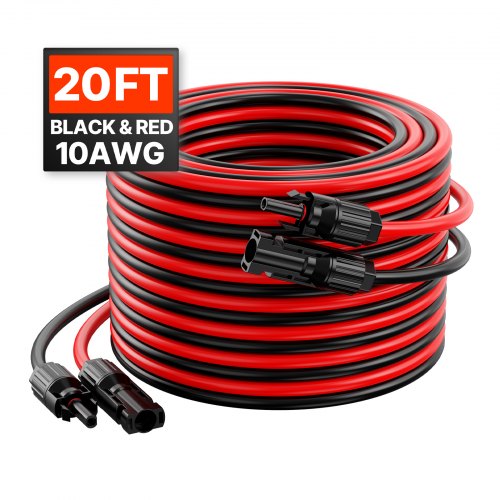 20FT Solar Panel Extension Cable 10AWG Solar Extension Cable Wire with Female