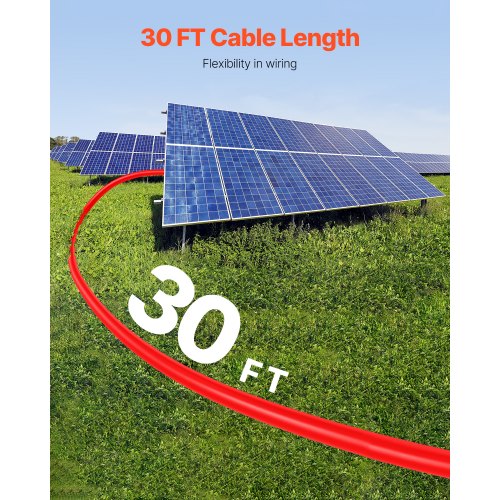 30FT Solar Panel Extension Cable 10AWG Solar Extension Cable Wire with Female